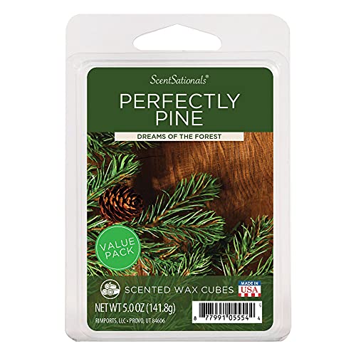 Scentsationals Wax Melts, Wax Cubes Strong Scent - Perfectly Pine - Long Lasting Scented Wax Melts for Warmer, 5 oz (12 Cubes Value Pack)