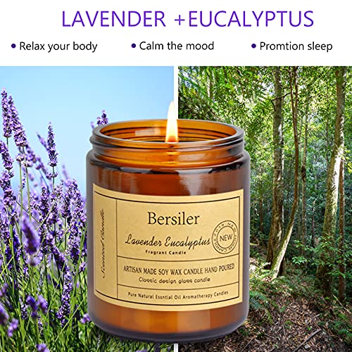 Bersiler Aromatherapy Candles, Scented Candles, 7OZ Lavender Eucalyptus Candles Stress Relief and Relax for Home & Bedroom Gift for Women Birthday Christmas, Soy Wax Candle