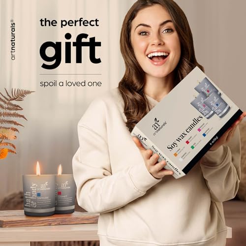 artnaturals Scented Candle Gift Set – (6 x 2 Oz / 60g) - Aromatherapy Set of Fragrance Soy Wax Candles - Made in USA with Essential Oils – for Stress Relief and Relaxation