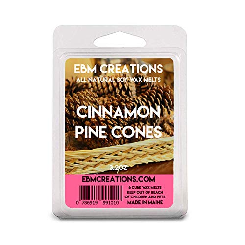 Cinnamon Pine Cones Soy Wax Melts - 3.2oz, 6 Cube Clamshell, All Natural, Highly Scented, Long-Lasting Aroma, Premium Quality, Handmade, Non-Toxic, Eco-Friendly