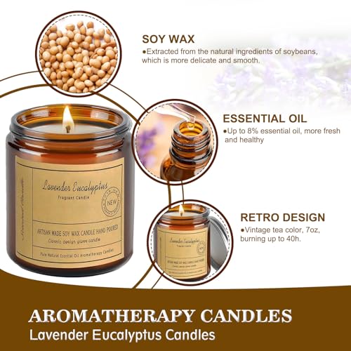 CIS Aromatherapy Candles, 7OZ Lavender Eucalyptus Candles, Scented Candles, Soy Wax Candle, Stress Relief and Relax for Gift Mother's Day Gift, Teal