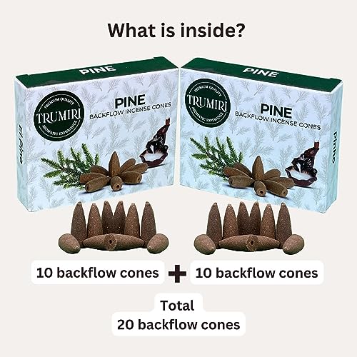 Pine Backflow Incense Cones - Total 20 Incense Cones Waterfall - Dual Pack of 10 Incense Backflow Cones - Waterfall Incense Cones - Incense Waterfall Cones
