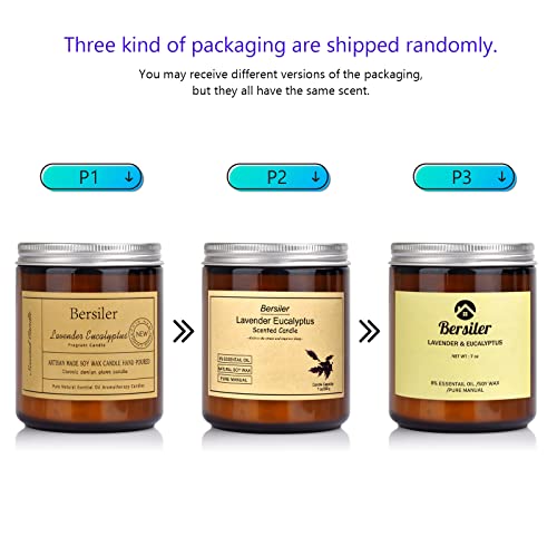 Bersiler Aromatherapy Candles, Scented Candles, 7OZ Lavender Eucalyptus Candles Stress Relief and Relax for Home & Bedroom Gift for Women Birthday Christmas, Soy Wax Candle