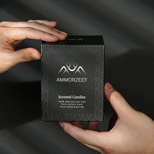 AMMORZEEF Lavender Scented Candles for Home Decor Soy Candles for Men Scented Strong Fragrance Candle 7 Oz Long Lasting Aromatherapy Candles - Burning Time 50h