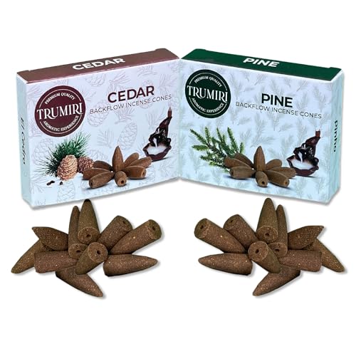 Backflow Incense Cones - Combo Pack of 20 Incense Cones Waterfall - 10 Cedar + 10 Pine - Incense Backflow Cones - Waterfall Incense Cones - Incense Waterfall Cones