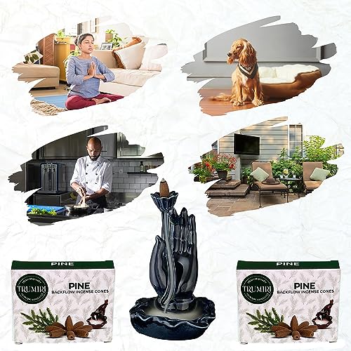 Pine Backflow Incense Cones - Total 20 Incense Cones Waterfall - Dual Pack of 10 Incense Backflow Cones - Waterfall Incense Cones - Incense Waterfall Cones