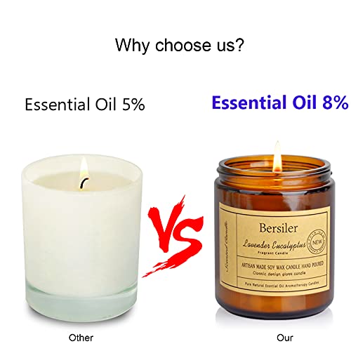 Bersiler Aromatherapy Candles, Scented Candles, 7OZ Lavender Eucalyptus Candles Stress Relief and Relax for Home & Bedroom Gift for Women Birthday Christmas, Soy Wax Candle