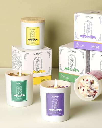 Lavender Aromatherapy Candle with Crystals – 10oz