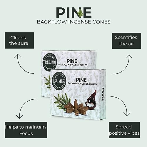 Pine Backflow Incense Cones - Total 20 Incense Cones Waterfall - Dual Pack of 10 Incense Backflow Cones - Waterfall Incense Cones - Incense Waterfall Cones