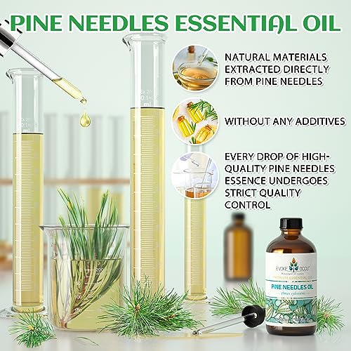 EVOKE OCCU Pine Needle Essential Oil 4 Fl Oz, Pure Pine Needle Oil for Home Diffuser Fragrance DIY Candle Soap Making- 118ml