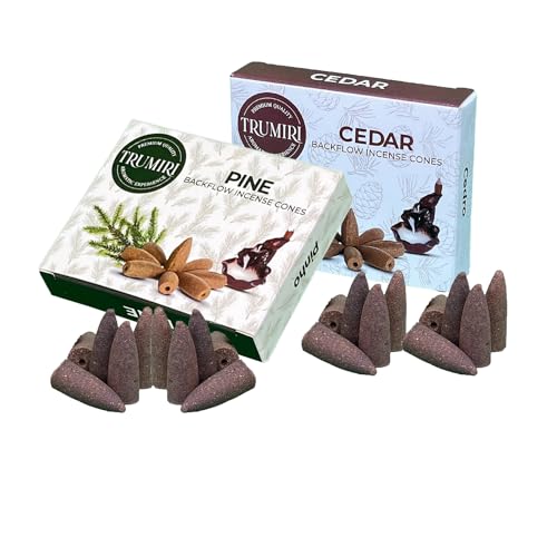 Backflow Incense Cones - Combo Pack of 20 Incense Cones Waterfall - 10 Cedar + 10 Pine - Incense Backflow Cones - Waterfall Incense Cones - Incense Waterfall Cones