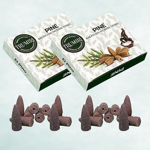 Pine Backflow Incense Cones - Total 20 Incense Cones Waterfall - Dual Pack of 10 Incense Backflow Cones - Waterfall Incense Cones - Incense Waterfall Cones