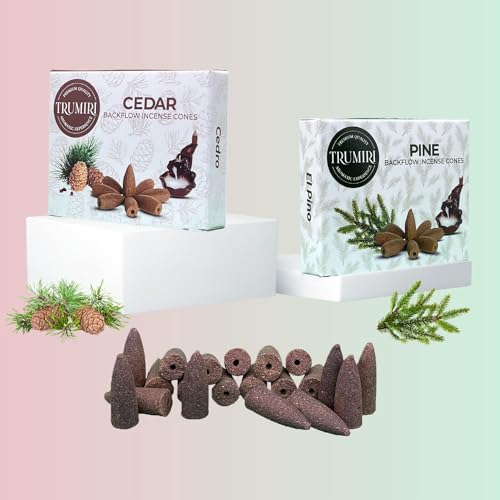 Backflow Incense Cones - Combo Pack of 20 Incense Cones Waterfall - 10 Cedar + 10 Pine - Incense Backflow Cones - Waterfall Incense Cones - Incense Waterfall Cones
