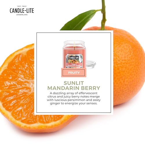 CANDLE-LITE Scented Sunlit Mandarin Berry Fragrance, One 18 oz. Single-Wick Aromatherapy Candle with 110 Hours of Burn Time, Orange Color, Jar (Individual Box)