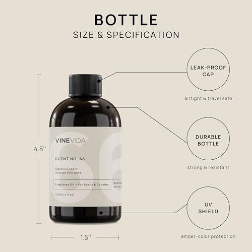 VINEVIDA [4oz] Roasted Pine Cone Fragrance Oil for Candle Making Scents for Soap Making, Perfume Oils, Soy Candles, Home Scents Oil Diffusers, Bath Scent Bomb Oils, Linen Spray, Lotions,Car Freshies