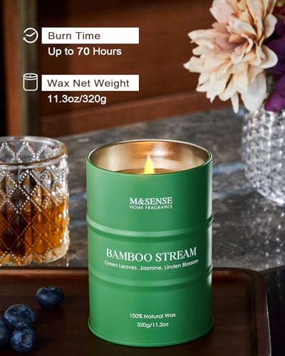 M&SENSE Bamboo Scented Candles Natural Non Toxic, Luxury Aromatherapy Candle for Stress Relief Meditation Relaxing, Housewarming Gifts for Women Men, 11.3oz 70 Hour Long Burning