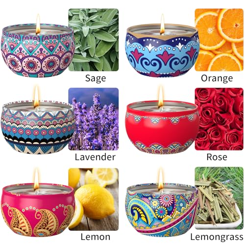 Scented Candles Gift Set, 6 Pack Natural Soy Candles, 2.5 oz Aromatherapy Candles for Home Scented, Bath, Reading, Yoga, Birthday Gifts for Women