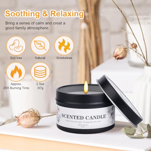 Scented Candles for Women and Men, 6 Pack Aromatherapy Candles for Home Scented, Natural Soy Jar Candle Bulk Gift Set for Christmas Birthday Thanksgiving Mother Coworker