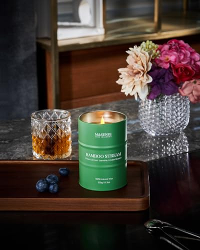 M&SENSE Bamboo Scented Candles Natural Non Toxic, Luxury Aromatherapy Candle for Stress Relief Meditation Relaxing, Housewarming Gifts for Women Men, 11.3oz 70 Hour Long Burning