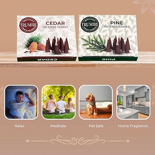 Incense Cones Combo Pack - 10 Cedar + 10 Pine Scented Cones