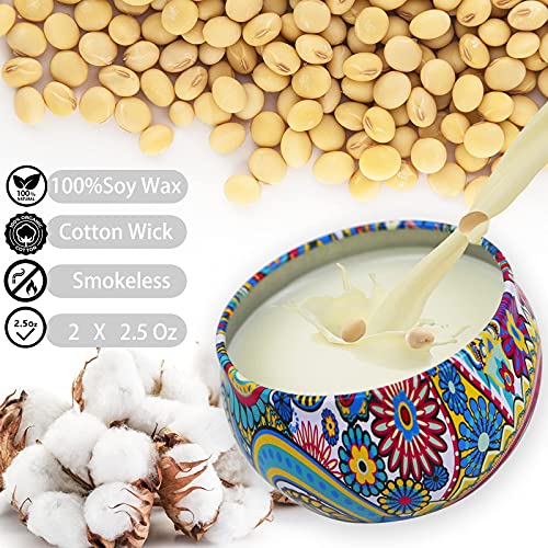 2 Pack Scented Candles, 2.5 oz Aromatherapy Candles for Home Scented, Natural Soy Candles with Floral Scents, Portable Small Jar Candle Set for Travel, Spa, Bath, Yoga, Home Decor Candle
