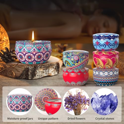 Scented Candles Gift Set, 6 Pack Natural Soy Candles, 2.5 oz Aromatherapy Candles for Home Scented, Bath, Reading, Yoga, Birthday Gifts for Women