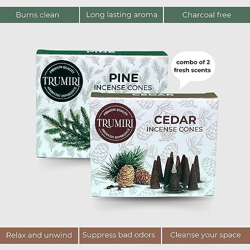 Incense Cones Combo Pack - 10 Cedar + 10 Pine Scented Cones
