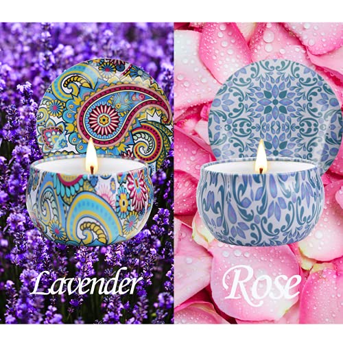 2 Pack Scented Candles, 2.5 oz Aromatherapy Candles for Home Scented, Natural Soy Candles with Floral Scents, Portable Small Jar Candle Set for Travel, Spa, Bath, Yoga, Home Decor Candle