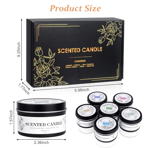 Scented Candles for Women and Men, 6 Pack Aromatherapy Candles for Home Scented, Natural Soy Jar Candle Bulk Gift Set for Christmas Birthday Thanksgiving Mother Coworker
