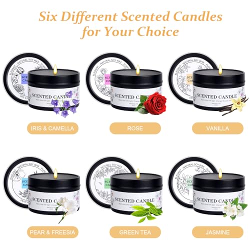 Scented Candles for Women and Men, 6 Pack Aromatherapy Candles for Home Scented, Natural Soy Jar Candle Bulk Gift Set for Christmas Birthday Thanksgiving Mother Coworker