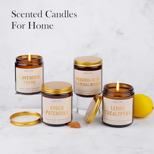 4 Pack Scented Candles Set | Scented Candles for Home, Aromatherapy Candle Gifts, Soy Candles for Home Scented - Lavender Thyme/Lemon Eucalyptus/Sandalwood/Patchouli