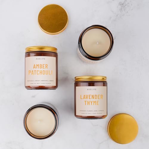 4 Pack Scented Candles Set | Scented Candles for Home, Aromatherapy Candle Gifts, Soy Candles for Home Scented - Lavender Thyme/Lemon Eucalyptus/Sandalwood/Patchouli