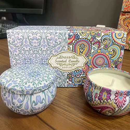 2 Pack Scented Candles, 2.5 oz Aromatherapy Candles for Home Scented, Natural Soy Candles with Floral Scents, Portable Small Jar Candle Set for Travel, Spa, Bath, Yoga, Home Decor Candle