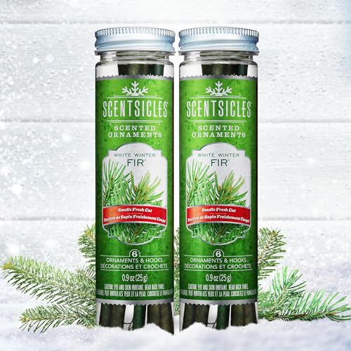 Scentsicles White Winter Fir Scented Christmas Tree Ornaments - 2 Bottles (12 Sticks Total)