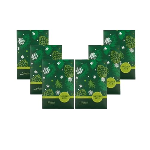 Simplicity Scents Sachets Winter Pine (Fall and Winter) - 6 Pack - Long Lasting, ECO-Friendly Home Fragrance - Air Freshener - Scents for Rooms - Made in The USA