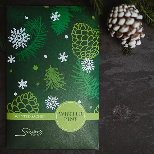 Simplicity Scents Sachets Winter Pine (Fall and Winter) - 6 Pack - Long Lasting, ECO-Friendly Home Fragrance - Air Freshener - Scents for Rooms - Made in The USA