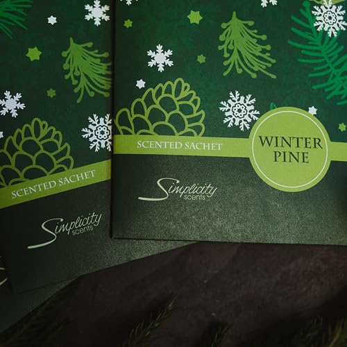 Simplicity Scents Sachets Winter Pine (Fall and Winter) - 6 Pack - Long Lasting, ECO-Friendly Home Fragrance - Air Freshener - Scents for Rooms - Made in The USA