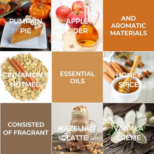 Benatu Harvest Premium Fragrance Oils Set for Diffuser, Candle, Soap Making - Autumn Bakery Scents Aromatherapy Perfume Oil Gift for Home (Pumpkin Pie, Apple, Cinnamon, Honey, Coffee, Vanilla) 6 Pcs