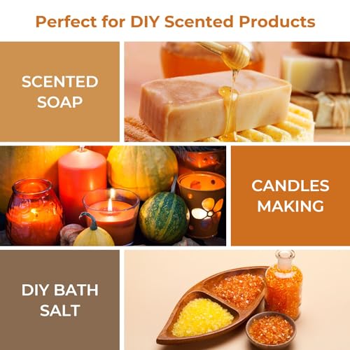 Benatu Harvest Premium Fragrance Oils Set for Diffuser, Candle, Soap Making - Autumn Bakery Scents Aromatherapy Perfume Oil Gift for Home (Pumpkin Pie, Apple, Cinnamon, Honey, Coffee, Vanilla) 6 Pcs