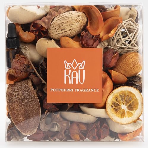 KAV Potpourri Bowl Filler, Spring Pot pourri Dried Flower Vase Fill Mix, Home Decor Scented Dry Petal Puporri, Cinnamon and Citrus Scents, Natural Flower Home Fragrance 14 oz (Orange Blossom)