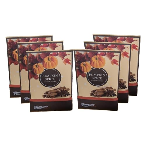 FloralSimplicity Sachets Pumpkin Spice (Fall and Winter) - 6 Pack - Long Lasting, Home Fragrance Perfect for Any Space - Air Freshener - Scents for Rooms - Made in The USA