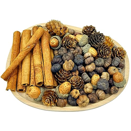 Fall Potpourri With Mini Pumpkin*25g, Cinnamon Stick*10 PCS, Larch Cones*15 PCS, Acorns*10PCS, Perfect Fall Potpourri Bowl Filler, Fall Scents Farmhouse Harvest Christmas Thanksgiving Autumn Potpourri