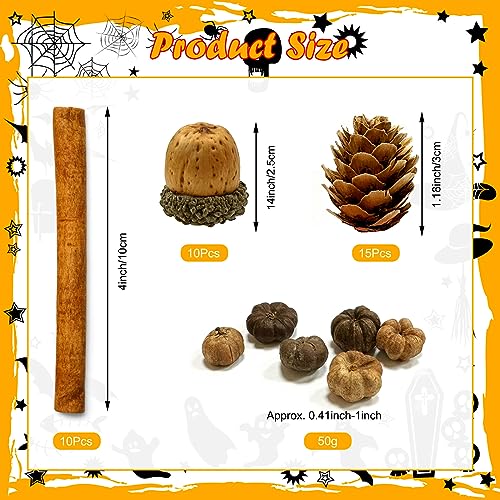 Fall Potpourri With Mini Pumpkin*25g, Cinnamon Stick*10 PCS, Larch Cones*15 PCS, Acorns*10PCS, Perfect Fall Potpourri Bowl Filler, Fall Scents Farmhouse Harvest Christmas Thanksgiving Autumn Potpourri