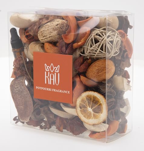 KAV Potpourri Bowl Filler, Spring Pot pourri Dried Flower Vase Fill Mix, Home Decor Scented Dry Petal Puporri, Cinnamon and Citrus Scents, Natural Flower Home Fragrance 14 oz (Orange Blossom)