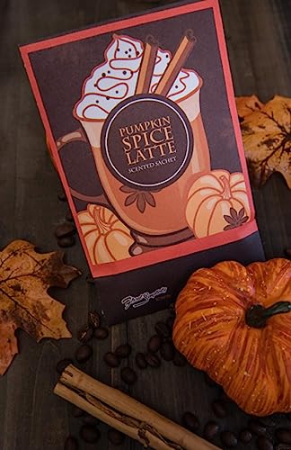 FloralSimplicity Sachets Pumpkin Spice Latte (Fall and Winter) - 6 Pack - Long Lasting, ECO-Friendly Home Fragrance Perfect for Any Space - Air Freshener - Scents for Rooms - Made in The USA