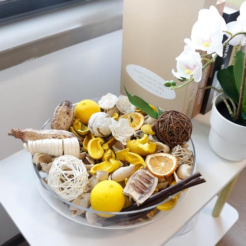 Qingbei Rina Summer Potpourri Bags,Lemon/Citrus/Thyme Potpourri Bowl Filler,Yellow Scent Decorative Potpourri Dried Flowers,Home Fragrance Sachet of Petals, Vase Fillers(20 oz)