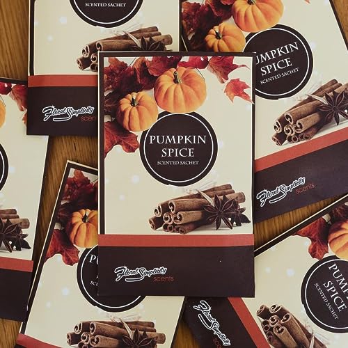 FloralSimplicity Sachets Pumpkin Spice (Fall and Winter) - 6 Pack - Long Lasting, Home Fragrance Perfect for Any Space - Air Freshener - Scents for Rooms - Made in The USA
