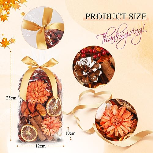 4 Pieces Fall Potpourri Bowl Vase Filler Bag Decorative Mixed Dried Flower 24 oz Potpourri Scented for Thanksgiving Centerpieces Decoration Thanksgiving Gifts (Orange)