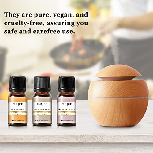 EUQEE - 6pcs Premium Fragrance Oils Spice Gift Set, Sandalwood, Harvest Spice, Gingerbread, Pumpkin Pie, Bay Rum, Snickerdoodle, 10 ML Fragrance Oils for Diffuser & DIY Candles