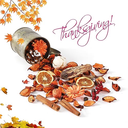 4 Pieces Fall Potpourri Bowl Vase Filler Bag Decorative Mixed Dried Flower 24 oz Potpourri Scented for Thanksgiving Centerpieces Decoration Thanksgiving Gifts (Orange)